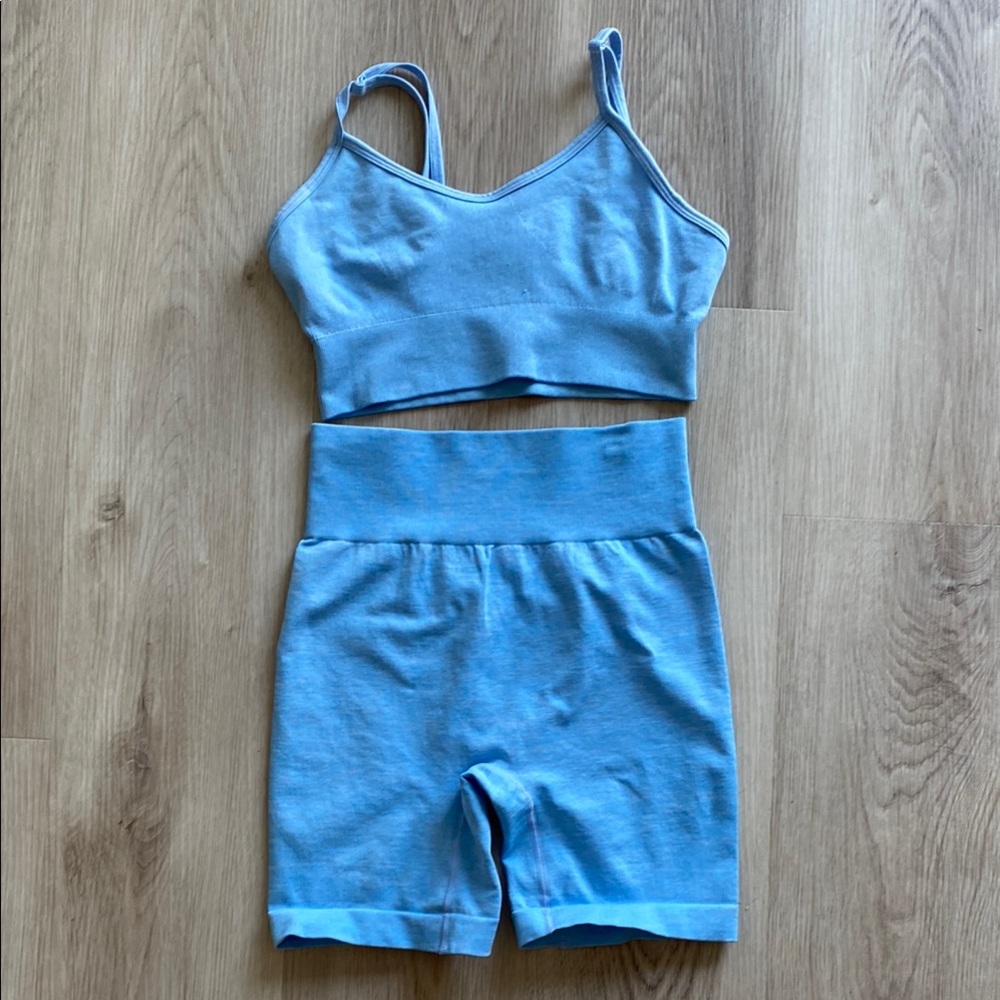 Women's Athletic Blue Shorts Set